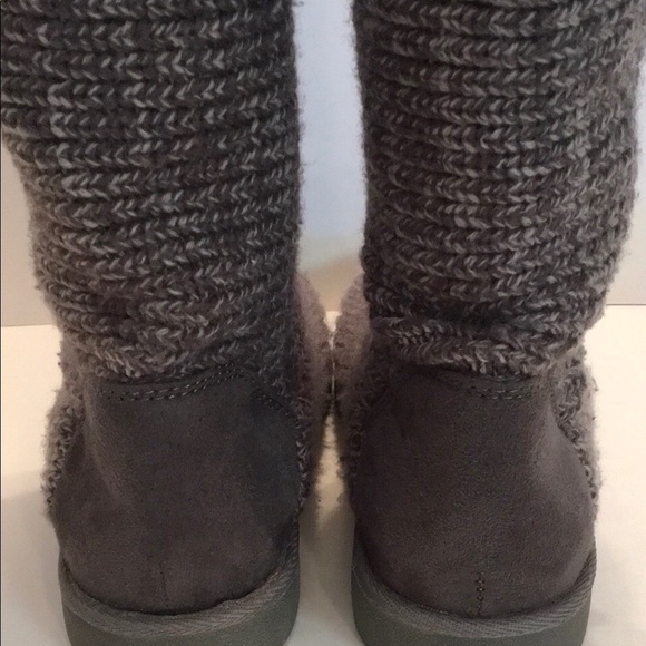 SOCK KNIT BOOTIES KOHLS RUBBER SOLES ZIP SIDE SZ 6 - Picture 4 of 7